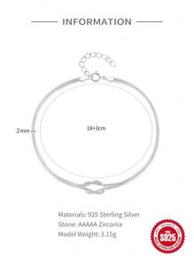 1入組中性無限愛打結S925純銀手環-蛇鏈條打結手環-情侶手鏈適用於情侶-情人節禮物 - 金色 - 查看 9