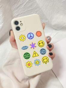 實色超薄TPU軟殼，附有圓形標誌設計，適用於蘋果iPhone - 彩色 - 查看 1