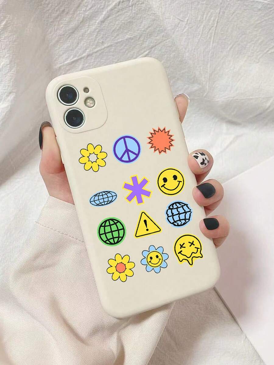 實色超薄TPU軟殼，附有圓形標誌設計，適用於蘋果iPhone - 彩色 - 查看 1