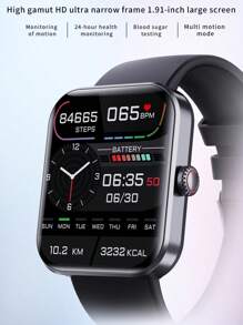 ZOESISUN F57L智能手錶帶黑色帶,血糖監測,24小時心率監測,1.91英寸螢幕,體溫和血液氧氣監測 - 黑色 - 查看 3