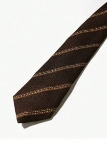 1 件女士领带，韩式和日式学院风，无领带设计，休闲学生制服配饰女士配饰 - 咖啡棕 - 查看 4