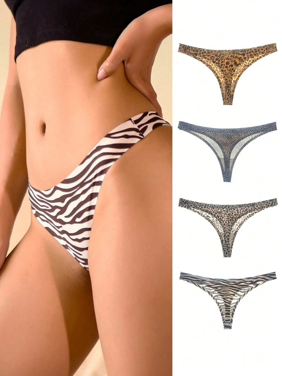 4pcs Comfortable Sports Thong Set - Multicolor - View 1