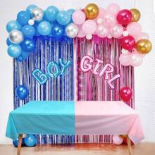 1set 80pcs Gender Reveal Party Balloons & Tassel Decorations, Suitable For Birthday Party Venue Decor, Boy Or Girl Surprise Party Supplies - Multicolor - View 2
