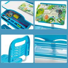 Children's Desk With Adjustable Table Top & Lamp & Book Stand, Height-Adjustable Desk For Boys & Girls, Learning Desk Set With Chair