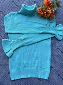 Women Knit Tops - 薄荷綠 - 查看 3