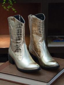 Women Fashion Boots - 金色 - 查看 2