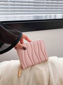 1pc Short Wave Patterned Pu Leather Wallet Portable Fashionable Short Wallet Perfect For Daily Use Date And Gifts Lightweight Portable Card ID Card White-Collar Workers For Female For Holiday For Anniversary For Birthday Gift Accessories Gift Hot Pink Casual Card Holder Card Holder Wallet Business Card Holder Credit Card Holder Card Holder Women For Women Wallet Mini Wallet Purse Wallet Card Wallet