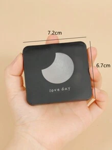 Mini雙面化妝鏡,可摺疊攜帶,可愛設計,手持式 - 黑色 - 查看 6