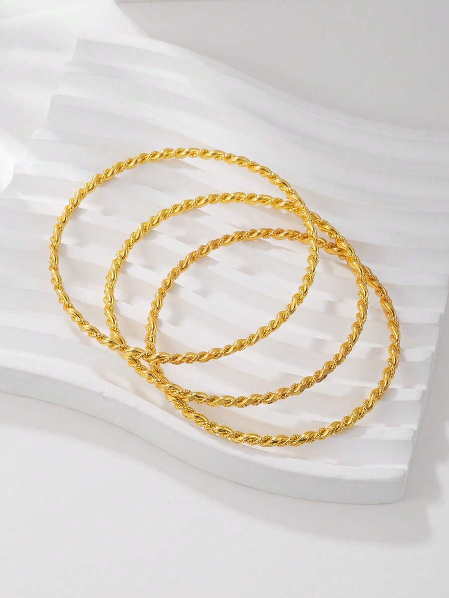 1Pc Simple And Fashion Gold Color Bracelet for Women - Yellow Gold - View 1