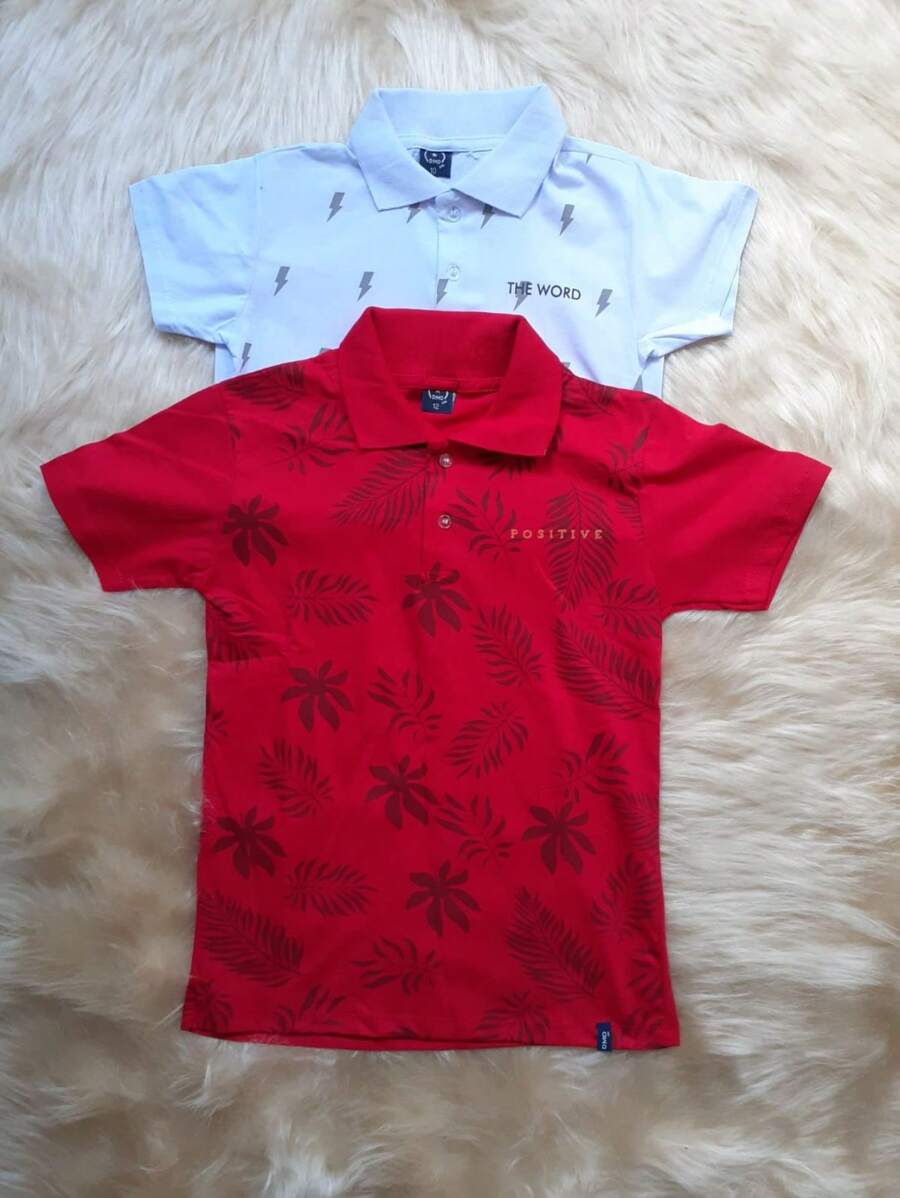 Kit com 2 camiseta  gola polo nfantil juvenil Masculina Lançamento do 10 ao 16
