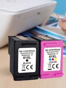 1黑色和 1 彩色，2入組/套再製造墨盒替換零件適用於 Hp 61xl 61 Xl 墨盒，相容於 Envy 4500 5530 4502 5535 5534 Officejet 4630 4635 Deskjet 1000 1010 1 - 彩色 - 查看 1