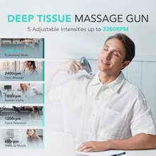 Skg Massage Gun With Heat, Professional Deep Tissue Handheld Muscle Massager For Home Gym Post-Workout Pain Relief, Portable Massager For Recovery After Exercise, F7, Pink, Great As Mom Gifts, Valentines Gifts, Boyfriend Gifts, Valentine's Day Gifts And   Gifts - Grey - View 2