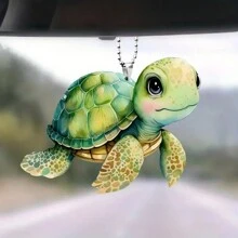 1pc Turtle Shaped 2d Acrylic Pendant For Car Decoration - Green - View 1