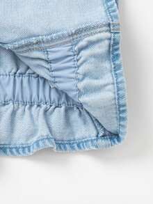 Balabala 女童春秋可愛花朵刺繡翻領牛仔夾克 - 中等水洗藍 - 查看 10