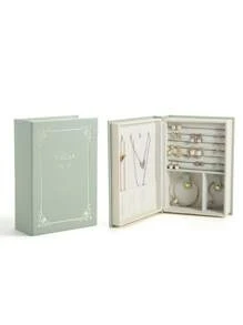 1pc Magnetic Flip Top Jewelry Box - Diary Shaped Organizer for Bracelets, Studs, Necklaces, and Rings - Blue - View 6