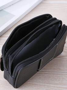 腰包斜挎包單肩包字母印花商務休閒男士腰包,適用於手機、旅行、商務、工作、辦公室用品,情人節男士禮物 - 黑色 - 查看 4