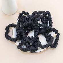 12入組女士時尚緞面鬆緊帶，彈性頭髮橡皮筋，適用於日常休閒使用 - 黑色 - 查看 5