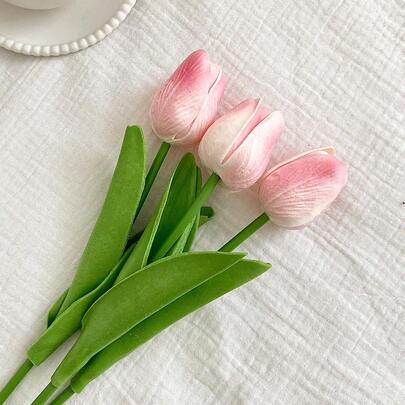 3 bông hoa tulip nhân tạo trang trí nhà cửa, trang trí phòng khách/phòng ngủ, cây giả, trang trí mùa thu, phòng, bàn làm việc, trang trí sân vườn, đồ trang trí phòng, ngày lễ tình nhân, quà tặng