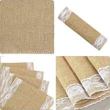 1 包 12 英寸 X 71 英寸天然粗麻布白色蕾丝边桌旗 - 丰收秋季感恩节圣诞节节日派对厨房桌面，圣诞节 - 米色 - 查看 4