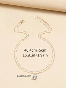 1條鑲有圓形立方氧化鋯的項鍊 - 金黃色 - 查看 6