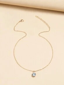 1條鑲有圓形立方氧化鋯的項鍊 - 金黃色 - 查看 3