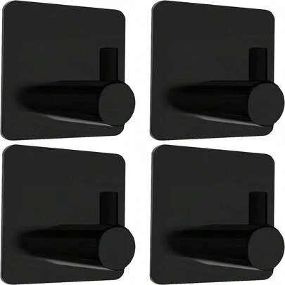 4入組太空鋁掛鉤與無損帶黏膠,適用於牆壁、廚房、臥室、門、帽子、衣服