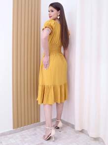 Women Dresses - Màu Mù tạt vàng - Xem 2