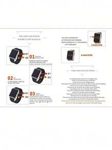 2 件套时尚可爱方形数字电子手表，家庭礼物，情人节，返校 - 彩色 - 查看 6