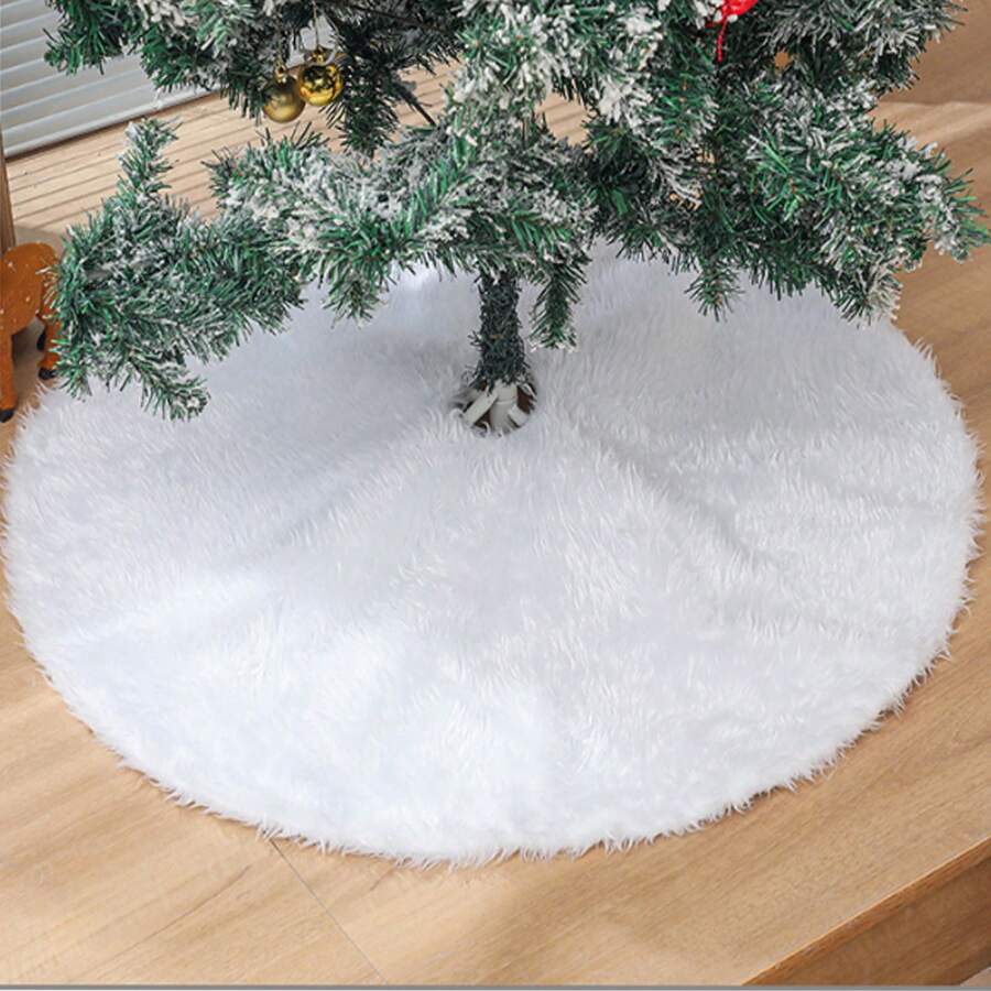 1pc White Tree Skirt For Christmas Tree Bottom, Christmas Party Decoration - White - View 1