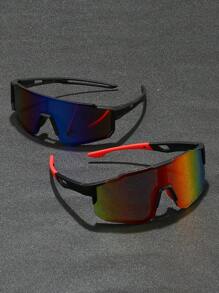 2 piezas de Gafas de sol de estilo Y2K de plástico envolventes para hombre, adecuadas para uso diario, sesiones de fotos, ropa urbana, ciclismo, esquí, etc. Accesorios de gafas de sol para la playa, que sientan bien con suéter, chaqueta, sudadera con capucha, pantalones y pantalones cargo para festival, vacaciones en la playa, al aire libre y viajes