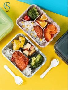 Lunch box con vaso Recipiente de plástico para alimentos con 5 compartimentos de 1000ml con Spork con vaso - Multicolor - Ver 5