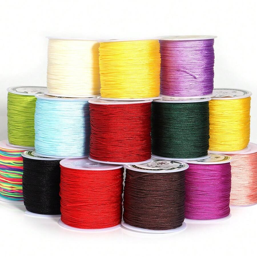 1 rollo de hilo de Macramé chino con nudo celta, hilo de nylon de 0.8mm para pulseras, trenza para borlas, abalorios, hilo de Shamballa para hacer joyas - 1 volumen - Ver 1