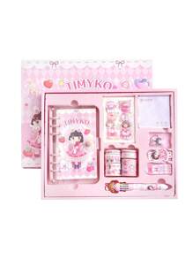 1pc Cute Mini Hand Planner Set For Girls, Birthday Gift/ Stationery Material Sticker Set (including Ballpoint Pen)