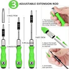 Juego De Herramientas De Destornilladores De Precisión De 32 En 1, Kit De Herramientas De Reparación Mini Con Estuche De Plástico, Accesorio De Destornillador Con Mango Antideslizante, Polo Ajustable, Herramientas De Reparación De Trabajo Magnético Para Electrónica, Laptop, Pc, Teléfono Móvil - Plateado - Ver 3