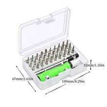 Juego De Herramientas De Destornilladores De Precisión De 32 En 1, Kit De Herramientas De Reparación Mini Con Estuche De Plástico, Accesorio De Destornillador Con Mango Antideslizante, Polo Ajustable, Herramientas De Reparación De Trabajo Magnético Para Electrónica, Laptop, Pc, Teléfono Móvil - Plateado - Ver 2