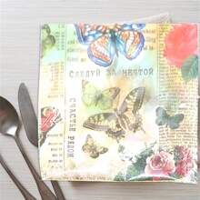 20入組優雅復古報紙蝴蝶一次性紙餐巾,生日、婚禮、寶寶派對、周年紀念日、訂婚、節日宴會用品,彩色蝴蝶午餐紙餐巾,為派對喝采 - 如圖所示 - 查看 4