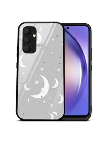 1pc Galaxy A54 Glass Phone Case With Ramadan Crescent Moon & Star Pattern, Compatible With Redmi, And Other Models - White - View 3