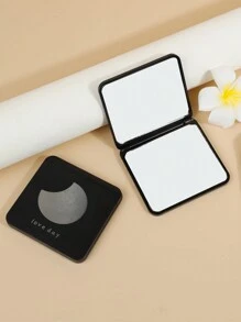 Mini雙面化妝鏡,可摺疊攜帶,可愛設計,手持式 - 黑色 - 查看 1
