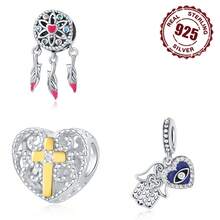 1件925纯银锆石个性化十字架串珠吊坠，2023爆炸设计，适合女孩，可搭配手链、项链，DIY饰品，周年纪念日生日礼物