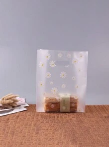 10 件雏菊印花塑料礼品袋，圣诞节情人节 - 白色 - 查看 2