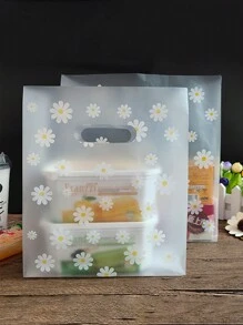 10 件雏菊印花塑料礼品袋，圣诞节情人节 - 白色 - 查看 4