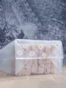 10 件雏菊印花塑料礼品袋，圣诞节情人节 - 白色 - 查看 5