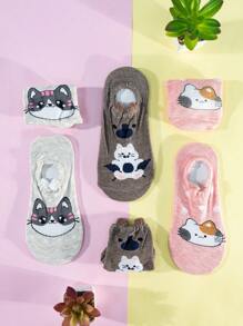 12 pares de calcetines invisibles, tines con orejitas para juveniles super suaves y cómodas. - Agua verde azul - Ver 4