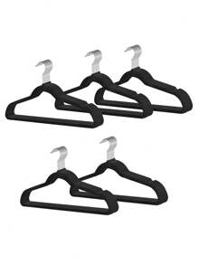 Set De 50 Ganchos Antideslizantes de Terciopelo Para Ropa - Negro - Ver 1