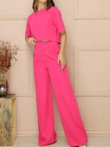 Women Two-piece Outfits - Rose Red - View 4