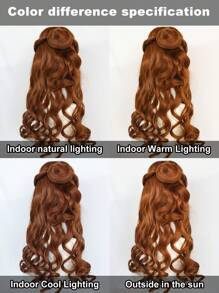 女性公主动漫漫画卡通服装假发深波浪 24 英寸长棕色假发，适合女性螺旋卷发髻无刘海中分风格角色扮演假发合成无胶耐热高温纤维头发高密度廉价假发非常适合学校假期万圣节感恩节圣诞节服装派对和 1 件假发帽 - 棕色 - 查看 7
