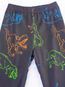Tween Boy Letter & Dinosaur Print Snug Fit PJ Set - Black - View 4