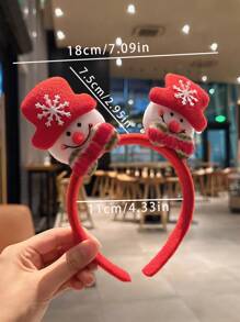 1pc Light-up Double-headed Snowman Christmas Headband, Glowing Adult & Kids Costume Hair Accessory For Christmas Party, Festival Decoration