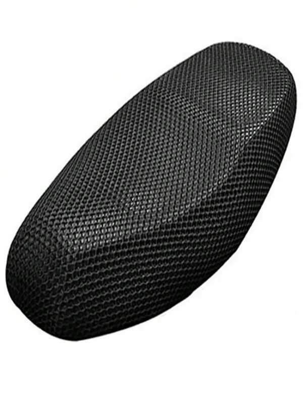 1 pieza Funda de asiento de moto negra 3D transpirable, impermeable, resistente al calor, cojín de asiento universal para todas las estaciones