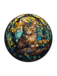 1 件 5.9 英寸 * 5.9 英寸漂亮貓窗懸掛太陽捕手裝飾,現代風格圓形圖案,適合辦公室、房間、客廳、花園的牆壁家居裝飾,送給動物愛好者的禮物 - 綠色 - 查看 5
